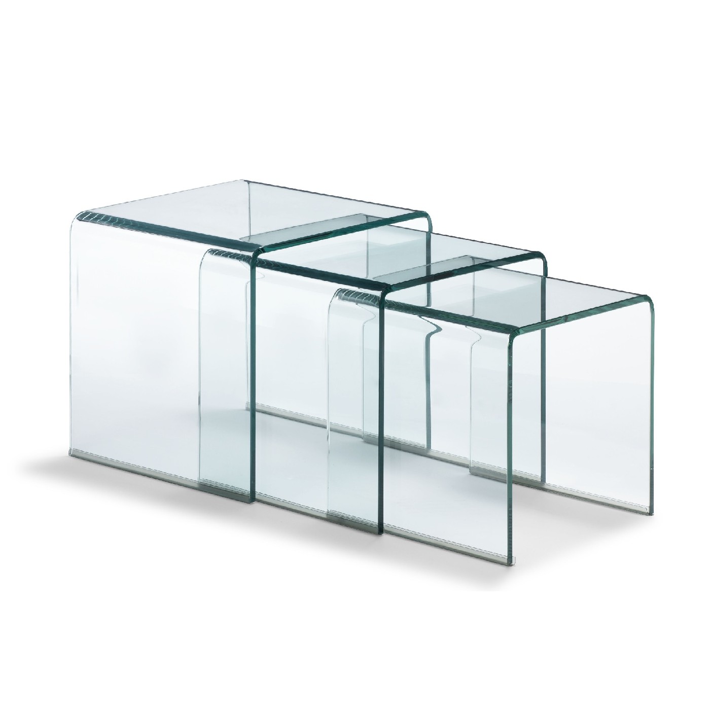 Bent Glass Nesting Tables, Set of Three