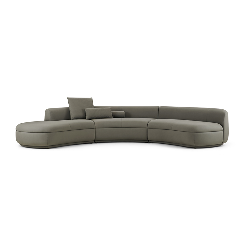 Half Moon Circle Curved Sectional Leather Sofa