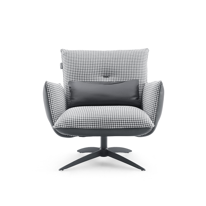 Swivel Fabric and Leather Lounge Chair