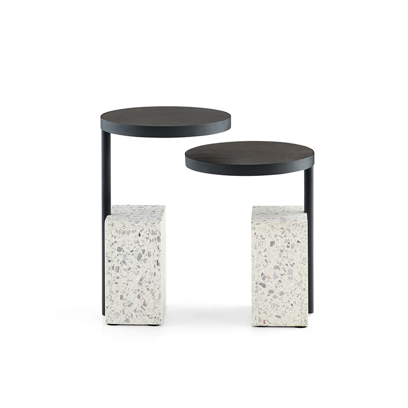 Black with Gray Faux Stone End Table