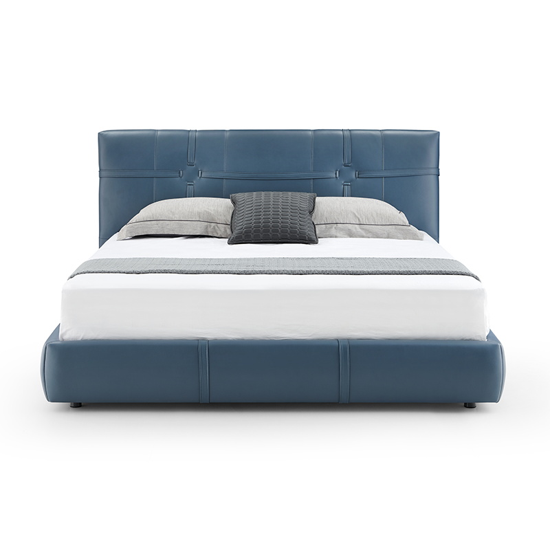 Saned Leather Platform Bed
