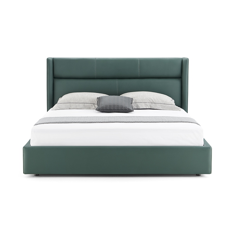 Low Profile Tufted Leather Queen Bed