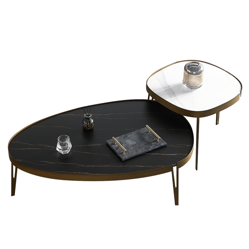 Light Luxury Modern Oval Rock Panel Coffee Table